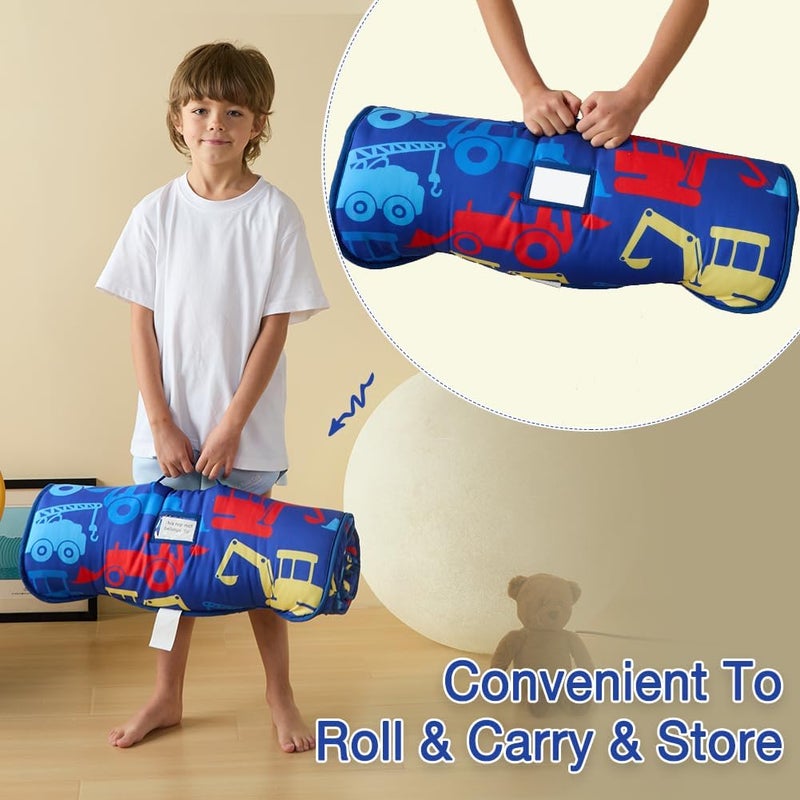 beeweed Toddler Nap Mat, Rollup Design Kid Sleeping Mat with Removable Pillow & Minky Blanket, Toddler Sleeping Bag for Daycare Preschool Travel Camping - Image 3